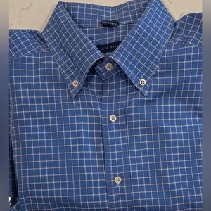 Jeff Rose Men’s Button Up Shirt Short Sleeves Blue Check Size XL Made In Italy‎